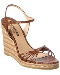Tom Ford - Cabana Leather Wedge Sandal - Lyst