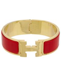 Lyst Hermès Red Enamel Narrow Clic Clac Bracelet In Metallic Hermès Red Enamel Narrow Clic Clac H Bracelet Lyst