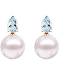 Kai Fine Jewelry - 14K 0.80 Ct. Tw. Aquamarine & 8-8.5Mm Pearl Drop Earrings - Lyst