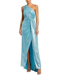Mac Duggal - Metallic Draped One Shoulder Grecian Dress - Lyst