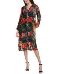 Johnny Was - Renna Burnout Velvet Silk-Blend Shirtdress - Lyst