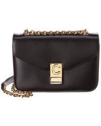 Celine C Medium Leather Shoulder Bag - Black