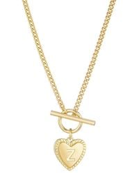 Adornia - 14K Plated Diamond Heart Initial Toggle Necklace - Lyst