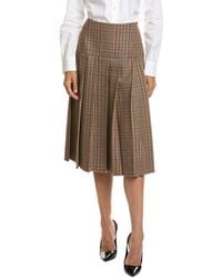 Prada - Pleated Checked Wool & Cashmere-Blend Midi Skirt - Lyst