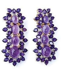 Arthur Marder Fine Jewelry - Vermeil 1.00 Ct. Tw. Diamond & Amethyst Earrings - Lyst