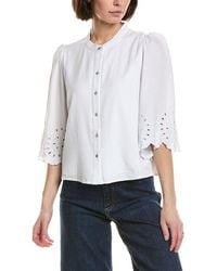 Nicole Miller - Linen-Blend Blouse - Lyst