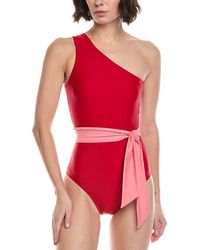 summersalt - The Bow-Shoulder Ruched Sidestroke One-Piece - Lyst