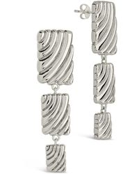 Sterling Forever - Rhodium Plated Haydée Triple Textured Drop Studs - Lyst