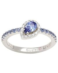 Suzy Levian - Silver 0.02 Ct. Tw. Diamond & Gemstone Ring - Lyst