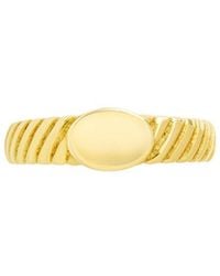 Sterling Forever - 14K Cz Dixie Ribbed Signet Ring - Lyst