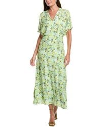 Teri Jon - Chiffon Ditsy Print Raglan Sleeve Maxi Dress - Lyst