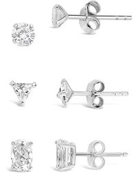 Sterling Forever - Cz Set Of 3 Everyday Stud Earrings - Lyst