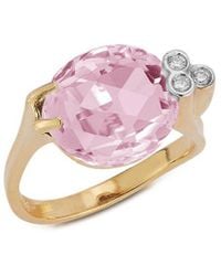 Reiss - 14k 6.56 Ct. Tw. Diamond & Rose Quartz Cocktail Ring - Lyst