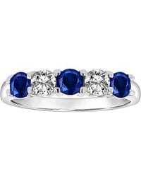 LEVARON - 14K 1.11 Ct. Tw. Diamond & Sapphire Stackable Ring - Lyst