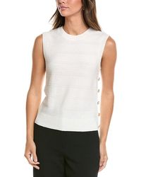 St. John - Crew Side Placket Wool-Blend Tank - Lyst