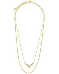 Sterling Forever - Cz Eileen Bezel Layered Chain Necklace - Lyst