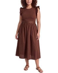 Anne Klein - Plus Mixed Knit & Woven Midi Dress - Lyst