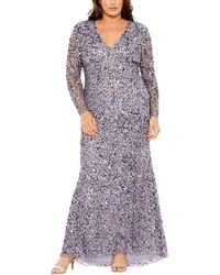 Mac Duggal - Plus V-Neck Embellished Mesh Gown - Lyst