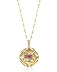Gabi Rielle - Love In Bloom 14k Over Silver Cz Heart Pendant Necklace - Lyst