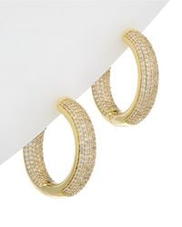 Rachel Glauber - Pave Cz Plated Hoop Earrings - Lyst