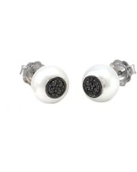 Diamond Select Cuts - 0.15 Ct. Tw. Diamond & 7-8Mm Pearl Earrings - Lyst