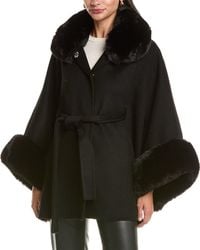 La Fiorentina - Faux Fur Trim Cape - Lyst
