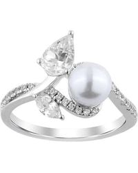 Ethos Creations - Brilliant Bloom 14K 0.75 Ct. Tw. Lab-Grown Diamond & 6Mm Pearl Ring - Lyst