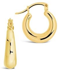Sterling Forever - 14k Plated Graduated Tube Hoops - Lyst