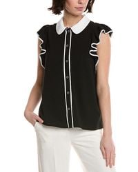 Cece - Flutter Sleeve Collared Blouse - Lyst