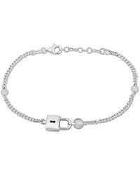 Italian Silver - Lock & Key Bracelet - Lyst