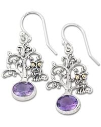 Samuel B. - 18k Over Silver 2.20 Ct. Tw. Amethyst Tree With Owl Earrings - Lyst