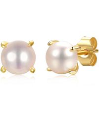 Genevive Jewelry - 14K Over 5Mm Pearl Studs - Lyst