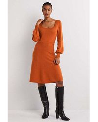 Boden - Square Neck Knit Wool & Alpaca-blend Dress - Lyst