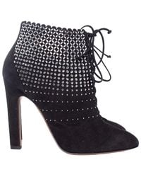 Alaïa - Alaïa Suede Laser-Cut Lace-Up Boot (Authentic Pre-Loved) - Lyst