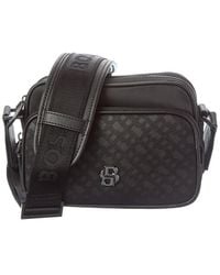 BOSS - B Icon Mp Ew Zip Leather & Canvas Crossbody - Lyst