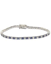Suzy Levian - Silver 0.02 Ct. Tw. Diamond & Sapphire Tennis Bracelet - Lyst