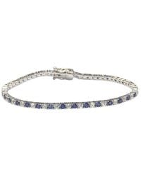 Suzy Levian - Silver 0.02 Ct. Tw. Diamond & Sapphire Tennis Bracelet - Lyst