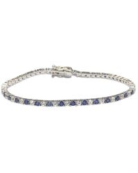 Suzy Levian Silver Diamond & Sapphire Tennis Bracelet - Metallic