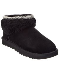 UGG - W Classic Ultra Mini Maxi Curly Suede & Sherpa Bootie - Lyst