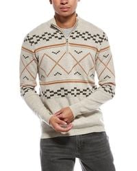 Brodie Cashmere - Fairisle Wool & Cashmere-Blend 1/4-Zip Mock Neck Sweater - Lyst