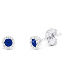 Diana M. Jewels - Fine Jewelry 14k 0.37 Ct. Tw. Diamond & Sapphire Halo Studs - Lyst