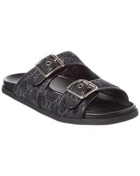 Gucci - Logo Leather & Canvas Sandal - Lyst