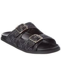 Gucci - Logo Leather & Canvas Sandal - Lyst