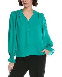 Cece - Half Placket Smocked Top - Lyst