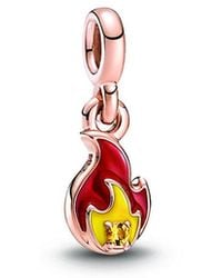 PANDORA - Me 14k Plated Crystal Fire Mini Dangle Charm - Lyst