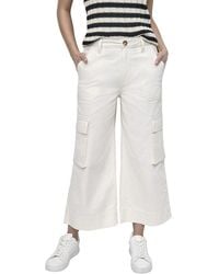 DKNY - High Rise Ecru Wide Leg Stretch Jean - Lyst