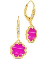 Sterling Forever - 14K Plated Rose Petal Short Drop Earrings - Lyst