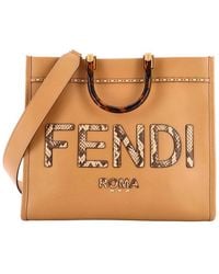Fendi - Leather & Snakeskin Sunshine Shopper Tote Medium (Authentic Pre- Loved) - Lyst