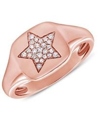 Sabrina Designs - 14k Rose Gold 0.07 Ct. Tw. Diamond Signet Ring - Lyst
