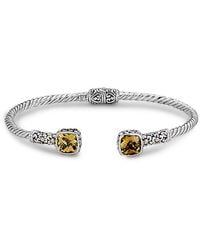 Samuel B. - Jewelry 18k & Sterling Silver 2.90 Ct. Tw. Citrine Hinged Bangle Bracelet - Lyst
